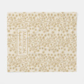 Trailing Gold Floral Naam Geboortedatum Baby Fleece Deken (Voorkant (Horizontaal))