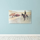 Trailing Texas Longhorns (olie op doek) Canvas Afdruk (Insitu (Houten vloer))