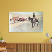 Trailing Texas Longhorns (olie op doek) Canvas Afdruk (Insitu (Woonkamer))