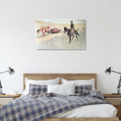 Trailing Texas Longhorns (olie op doek) Canvas Afdruk (Insitu (Slaapkamer))