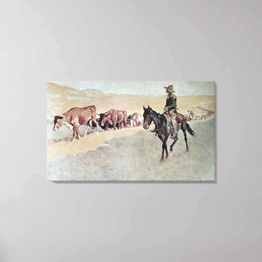 Trailing Texas Longhorns (olie op doek) Canvas Afdruk (Voorkant)