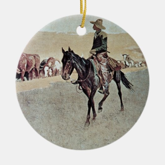 Trailing Texas Longhorns (olie op doek) Keramisch Ornament (Voorkant)