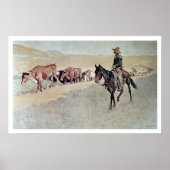 Trailing Texas Longhorns (olie op doek) Poster (Voorkant)