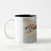 Trailing Texas Longhorns (olie op doek) Tweekleurige Koffiemok (Links)