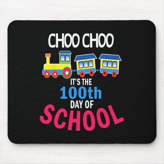 Train 100 dagen kleuterschool leerling leraar muismat (Voorkant)