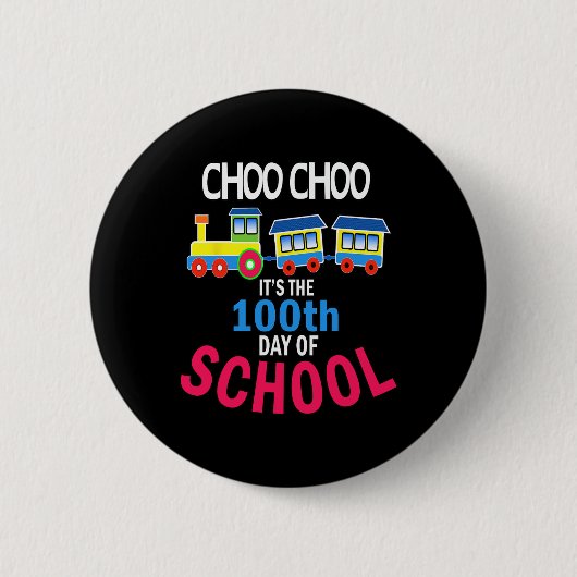 Train 100 dagen kleuterschool leerling leraar ronde button 5,7 cm (Voorkant)