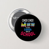 Train 100 dagen kleuterschool leerling leraar ronde button 5,7 cm (Voorkant /achterkant)