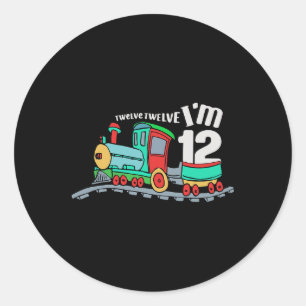 Train 12e verjaardag Jongen 12 jaar oud voor kinde Ronde Sticker