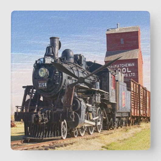 Train 1-klok vierkante klok (Voorkant)