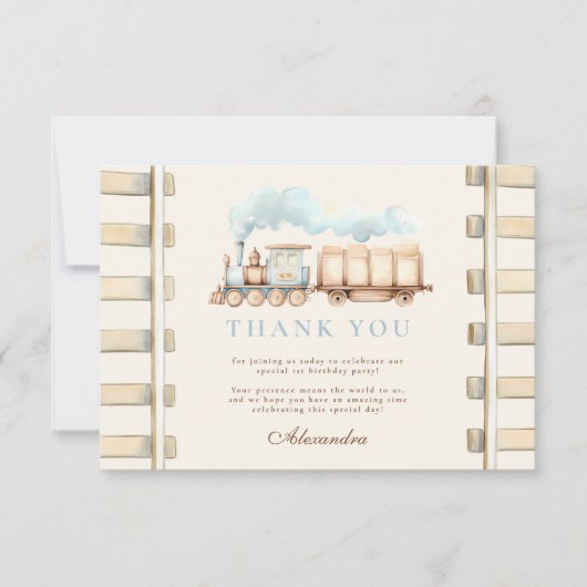 Train 1e verjaardag bedankkaart (Voorkant)