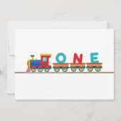 Train 1st Birthday Party Invitation Photo Template Kaart (Achterkant)