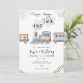 Train 2e verjaardag Chugga 2 Boy Uitnodiging (Staand voorkant)