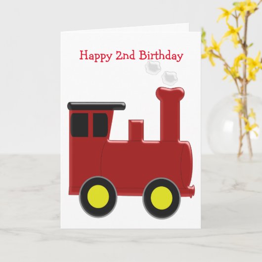 Train 2e verjaardag kaart (Gele Bloem)