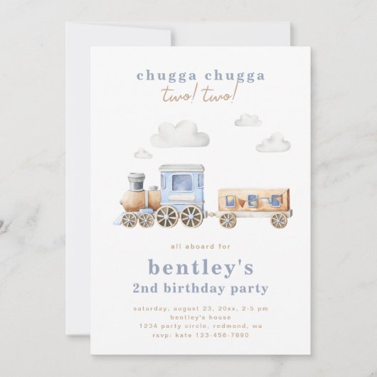 Train 2e verjaardag uitnodiging | Digitaal of gedr (Voorkant)
