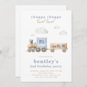 Train 2e verjaardag uitnodiging | Digitaal of gedr (Voorkant / Achterkant)