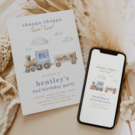 Train 2e verjaardag uitnodiging | Digitaal of gedr
