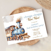 Train 2e verjaardagsfeestje  blauw jongetje kaart