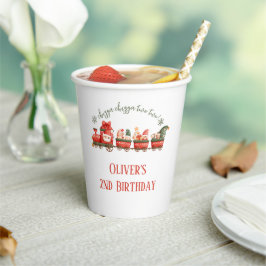 Train 2nd Birthday Watercolor Santas Party Express Papieren Bekers