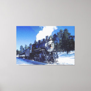 Train 3 Gewatteerd Canvas Afdruk