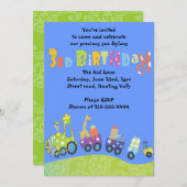 Train 3rd Birthday Happy derde uitnodiging (Voorkant / Achterkant)