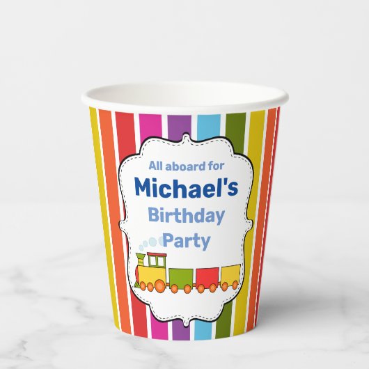 Train - Aangepaste verjaardag Papieren Bekers (Achterkant)