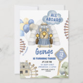 Train alles aan boord van Boy Birthday Kaart (Voorkant)