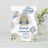 Train alles aan boord van Boy Birthday Kaart (Staand voorkant)