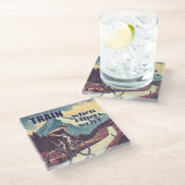 Train als anderen niet willen fietsen glazen onderzetter (Schuin)