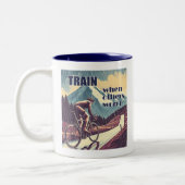 Train als anderen niet willen fietsen tweekleurige koffiemok (Links)