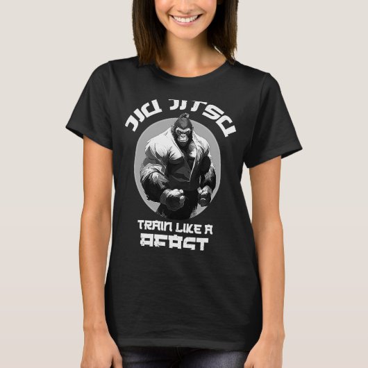 Train als Beast Jiu Jitsu BJJ Grappling Gorilla T-shirt (Voorkant)