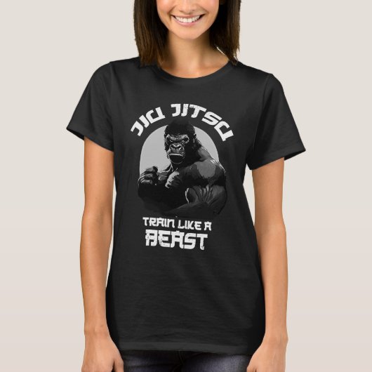 Train als Beast Jiu Jitsu BJJ Grappling MMA Gor T-shirt (Voorkant)