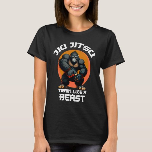 Train als Beast Jiu Jitsu Gorilla BJJ Grappling T-shirt (Voorkant)