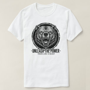 Train als een beest Beer Motivatie sportschool T-shirt