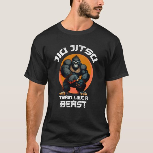 Train als een Beest Jiu Jitsu Gorilla BJJ Grapplin T-shirt (Voorkant)