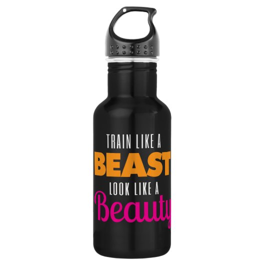 Train als een Beest, kijk als een schoonheid Waterfles (Voorkant)