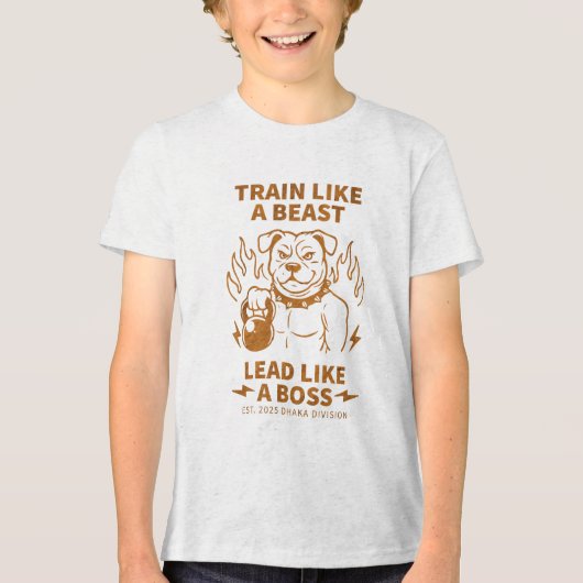 Train als een beest. Leid als een baas Tri-Blend Shirt (Voorkant)