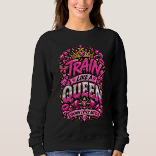 Train Als Een Koningin Roze Gym Motivatie Typograf Trui