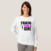 Train als een meisje - Dames Fitness Hoodie T-shirt (Voorkant volledig)