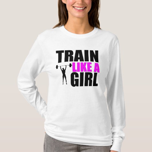 Train als een meisje - Dames Fitness Hoodie T-shirt (Voorkant)