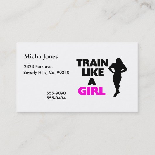 Train als een meisje visitekaartje (Voorkant)