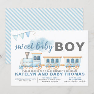 Train Baby shower Invitation Boy Transportation Kaart
