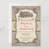 Train Baby shower Invitation  Retro Kaart (Voorkant)