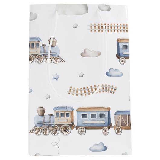 Train baby shower Medium Gift Bag Cadeauzakje (Voorkant)