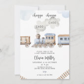 Train baby shower uitnodigen, Chugga Boy baby show Kaart (Voorkant)