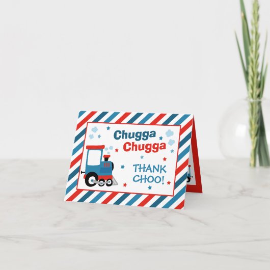 Train Birthday Decor Chugga Chugga Twee Bedankkaart (Voorkant)