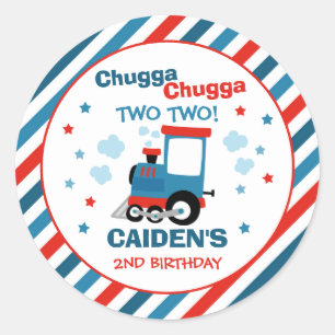 Train Birthday Decor Chugga Chugga Twee Ronde Sticker