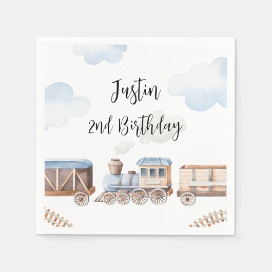 Train Birthday Decor Chugga Chugga Twee Servet (Voorkant)