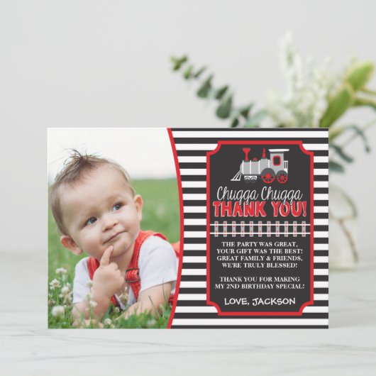 Train Birthday Hartelijk dank, kaart met enveloppe (Staand voorkant)