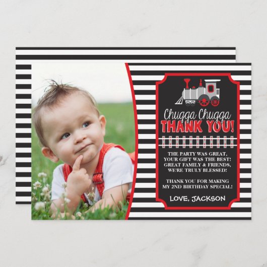 Train Birthday Hartelijk dank, kaart met enveloppe (Voorkant / Achterkant)