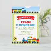 Train Birthday Invitation 5x7 Photo Card Kaart (Staand voorkant)